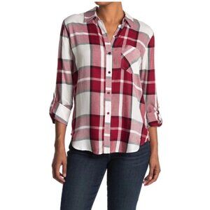 Como Vintage Womens Red/White Plaid Button Up Shirt Small